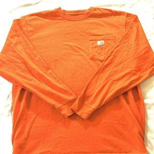Carhartt Force Long Sleeve Crewneck Mens Size Large Orange Durable Work Wear